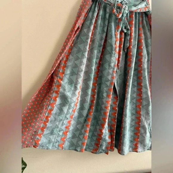 ANTHROPOLOGIE Feather Bone Demetria Wide Leg Shorts Skirt Teal Green Orange SZ S - Picture 10 of 14